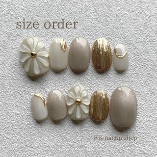 【size  order】No.008ネイルチップ ぷっくりフラワー マグネット