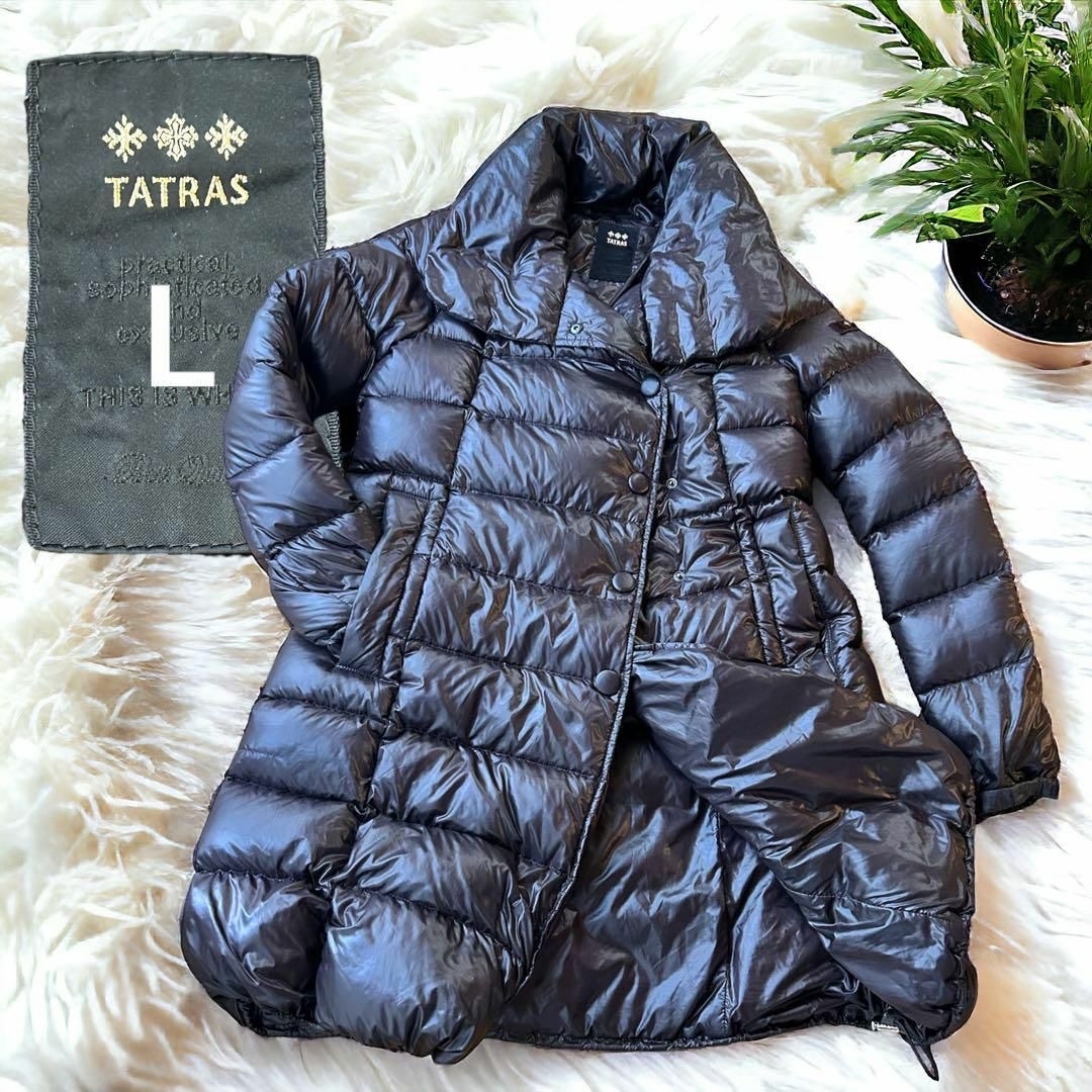 TATRAS ロング ダウンコート Lサイズ 黒 ゴールドロゴ 軽くて TATRAS ロング ダウンコート Lサイズ 黒 ゴールドロゴ 軽くて