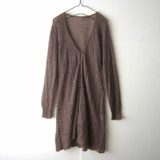 フェリシモ(FELISSIMO)の美品　FELISSIMO／フェリシモ★　薄手ニット　ロングカーディガン　モカ(カーディガン)