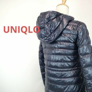 ユニクロ(UNIQLO)のユニクロUNIQLOウルトラライトダウンジャケット黒色フード付Sサイズ(ダウンジャケット)