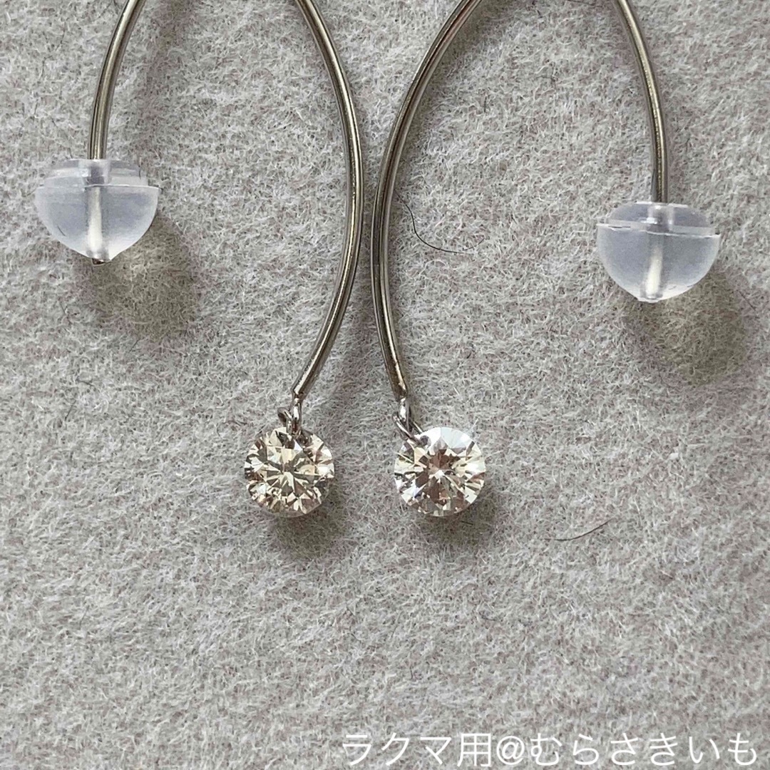 0.32カラット ダイヤ プラチナ ロング フック ピアス レディースのアクセサリー(ピアス)の商品写真