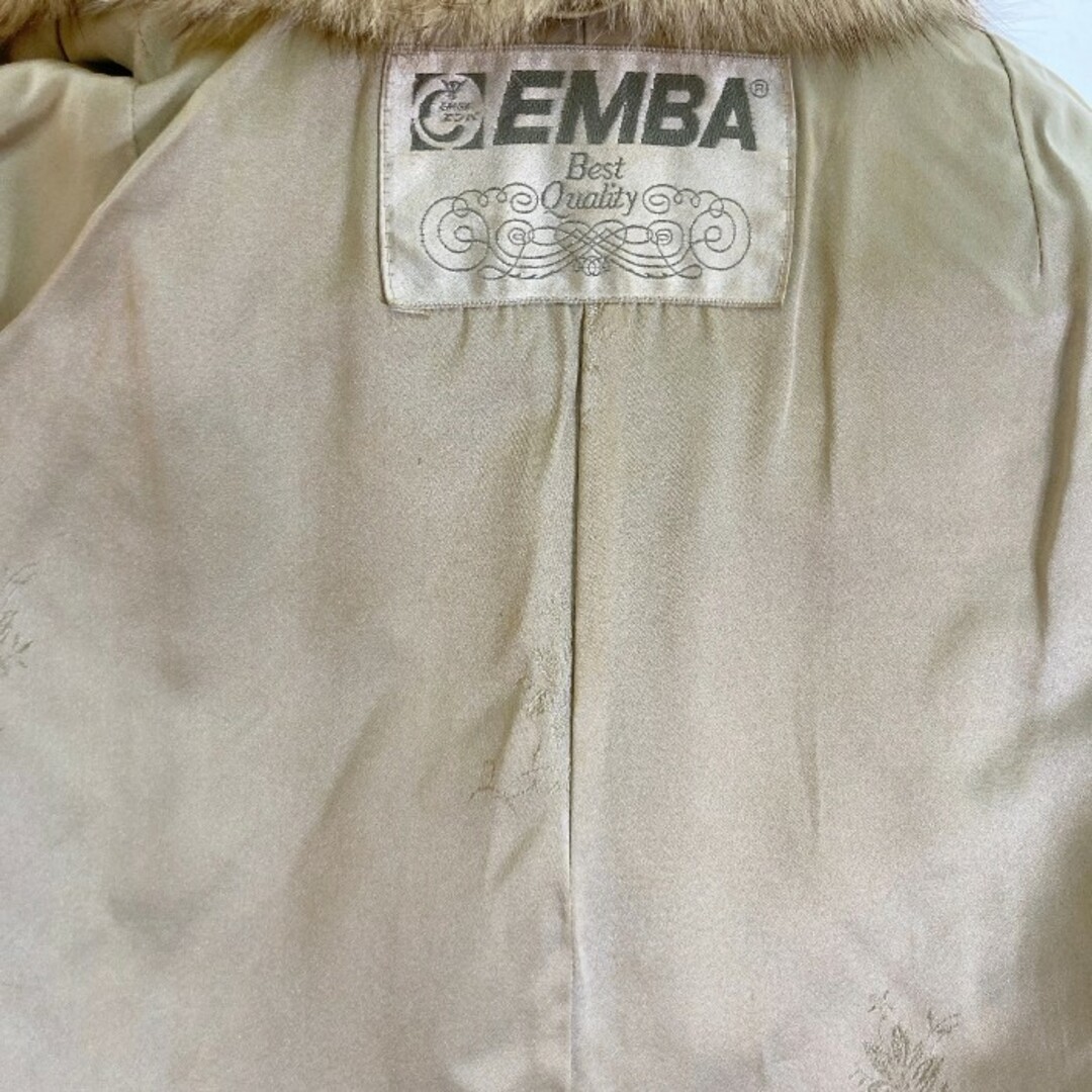 美品】11号 EMBA エンバ 高級ブルーフォックス 毛皮コート ベージュ-