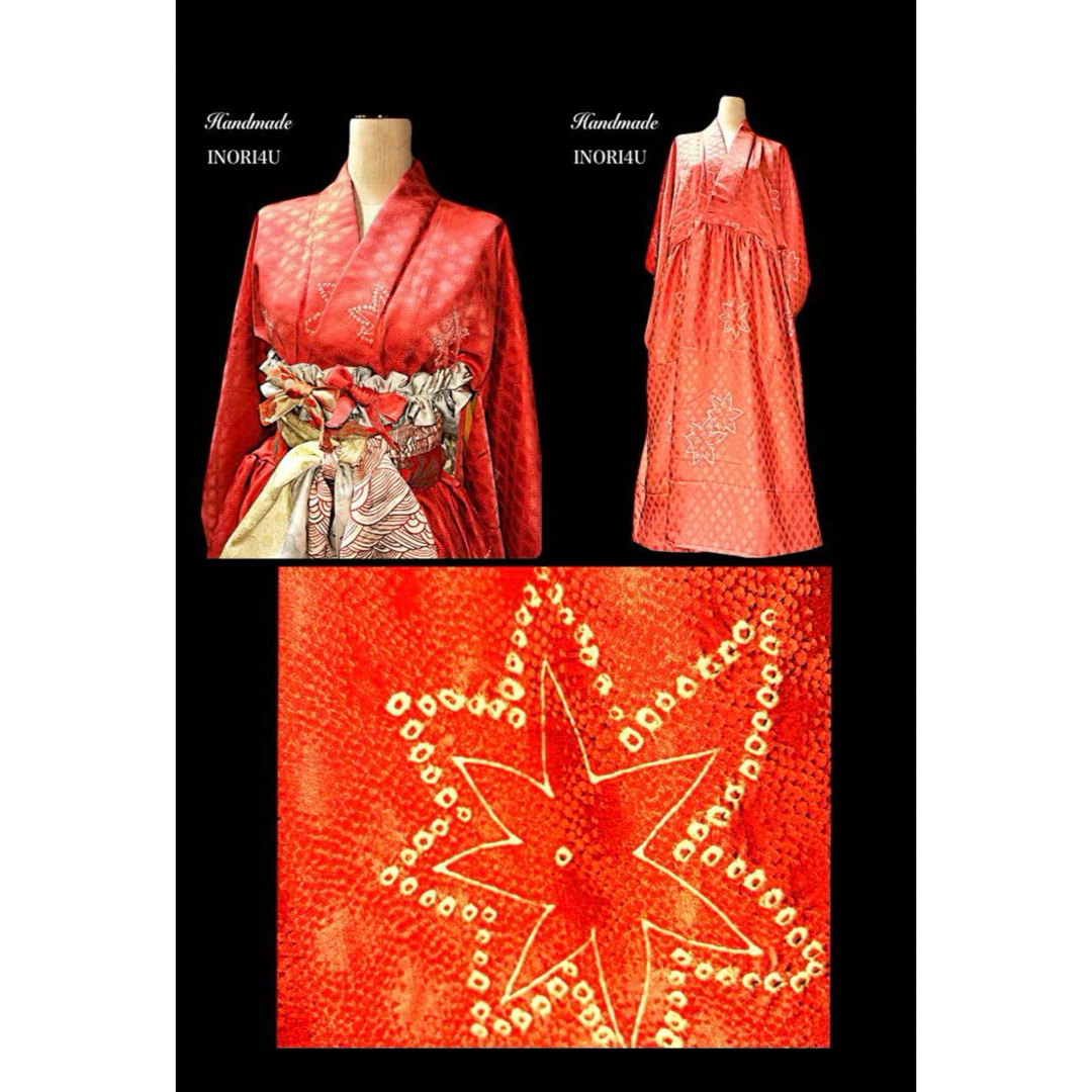 INORI4U  花魁風　振袖リメイクワンピース羽織り　衣装　ドレス レディースのワンピース(ロングワンピース/マキシワンピース)の商品写真