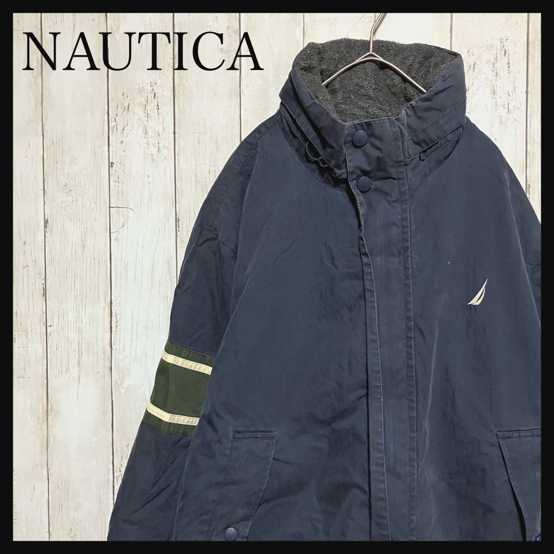 NAUTICA(ノーティカ)のZ1019ノーティカ ライナーフリースナイロンジャケット リバーシブル刺繍ロゴ メンズのジャケット/アウター(ナイロンジャケット)の商品写真