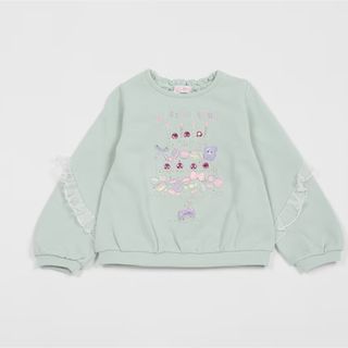 メゾピアノ(mezzo piano)のメゾピアノ　切替フリル　ケーキトレーナー　120cm エメラルドグリーン(Tシャツ/カットソー)