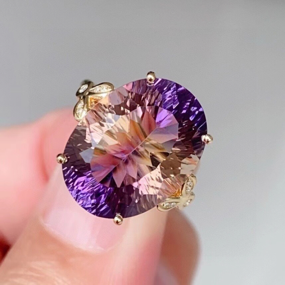 ⭐天然 アメトリン ダイヤ リング k18 10.6ct ⭐天然 アメトリン ダイヤ リング k18 10.6ct