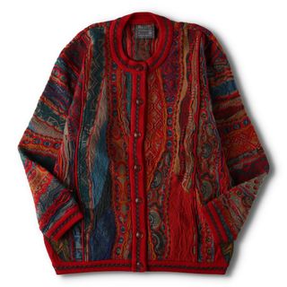 クージー(COOGI)の古着 90年代 クージー COOGI 総柄 3Dニットカーディガン オーストラリア製 レディースM ヴィンテージ /evb003221(カーディガン)