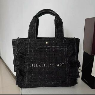 ジルバイジルスチュアート(JILL by JILLSTUART)のブラックツイード 黒 ツイードフリルトート小 ジルバイジルスチュアート(トートバッグ)