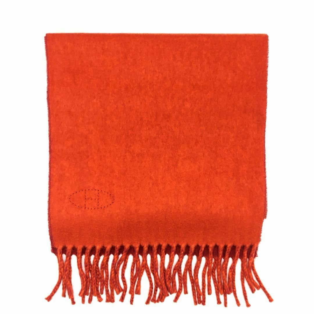 HERMES エルメス マフラー カシミヤ100% オレンジ ボルドー HERMES エルメス マフラー カシミヤ100% オレンジ ボルドー