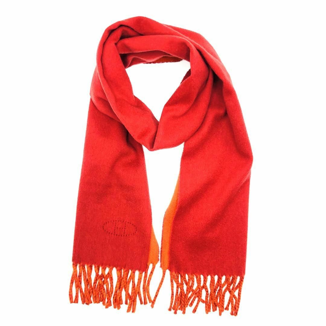 HERMES エルメス マフラー カシミヤ100% オレンジ ボルドー HERMES エルメス マフラー カシミヤ100% オレンジ ボルドー