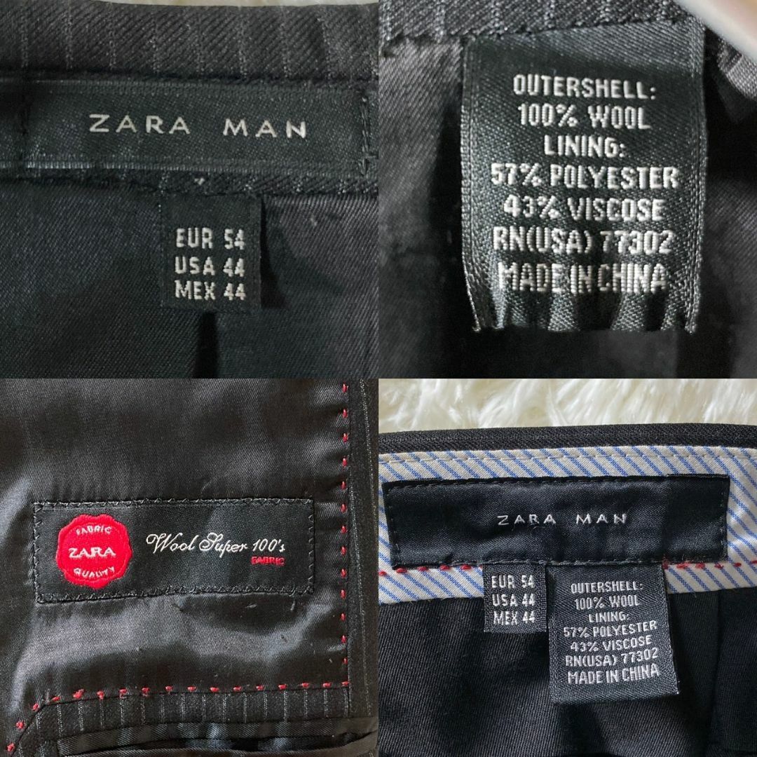 ZARA(ザラ)のZARA 3B セットアップスーツ スーパー100 ウール 2XL 大きいサイズ メンズのスーツ(セットアップ)の商品写真