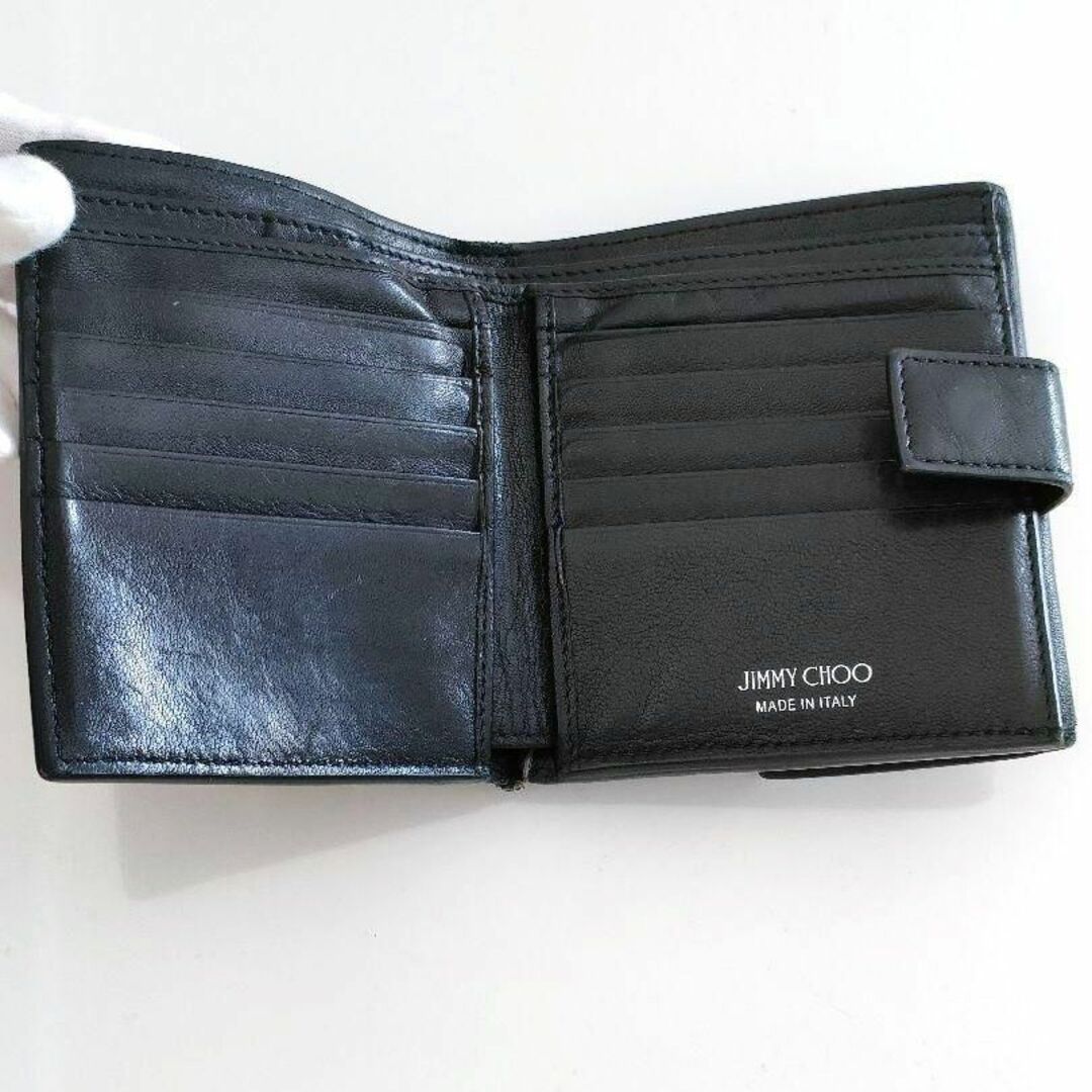JIMMY CHOO(ジミーチュウ)のジミーチュウ JIMMY CHOO　折財布　ブラック　レザー　スタッズ　男女兼用 レディースのファッション小物(財布)の商品写真