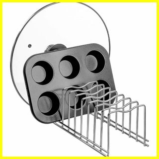 【色:シルバー_商品荷物数:1】SANNO フライパンスタンド 鍋蓋収納ラック (その他)