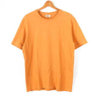 ユニクロ(UNIQLO)のユニクロ 半袖Tシャツ ユニクロユー コットン メンズ Lサイズ オレンジ UNIQLO(Tシャツ/カットソー(半袖/袖なし))
