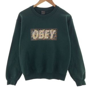 古着 Obey プリントスウェットシャツ トレーナー メンズS /taa002921(スウェット)