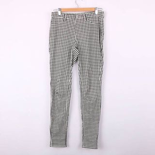 ユニクロ(UNIQLO)のユニクロ スキニーパンツ ストレッチ チェック柄 レディース Lサイズ ホワイト×ブラック UNIQLO(スキニーパンツ)