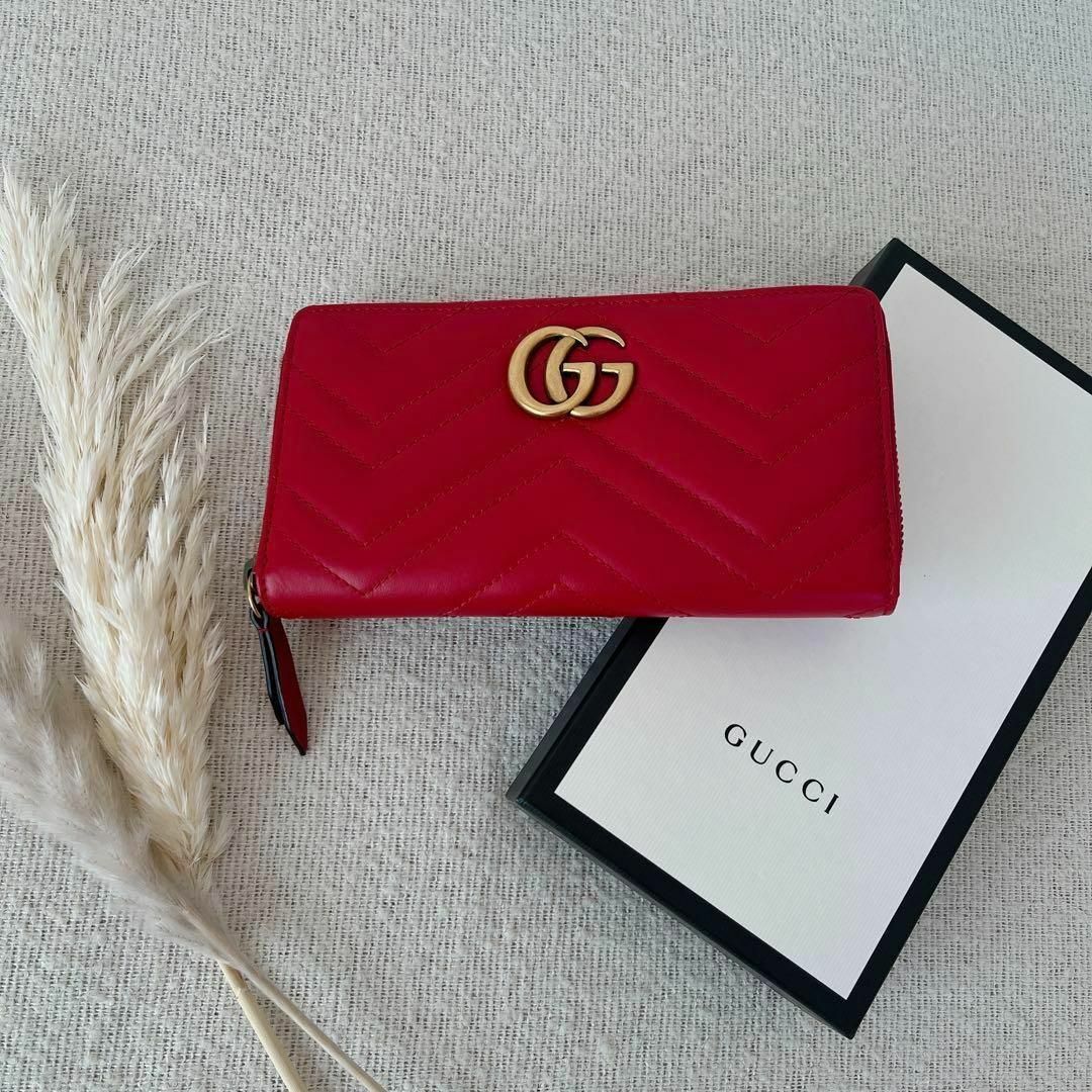 大特価!!】 GUCCI グッチ GGマーモント ラウンドファスナー 長財布