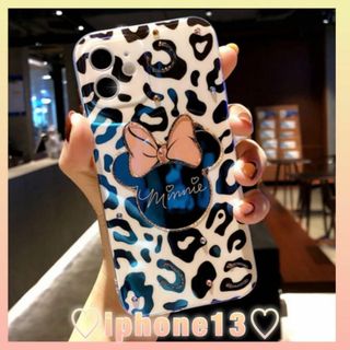 ディズニー(Disney)のiphone13 ケース ミニー 豹柄 スマホケース ディズニーホワイト 新品(iPhoneケース)