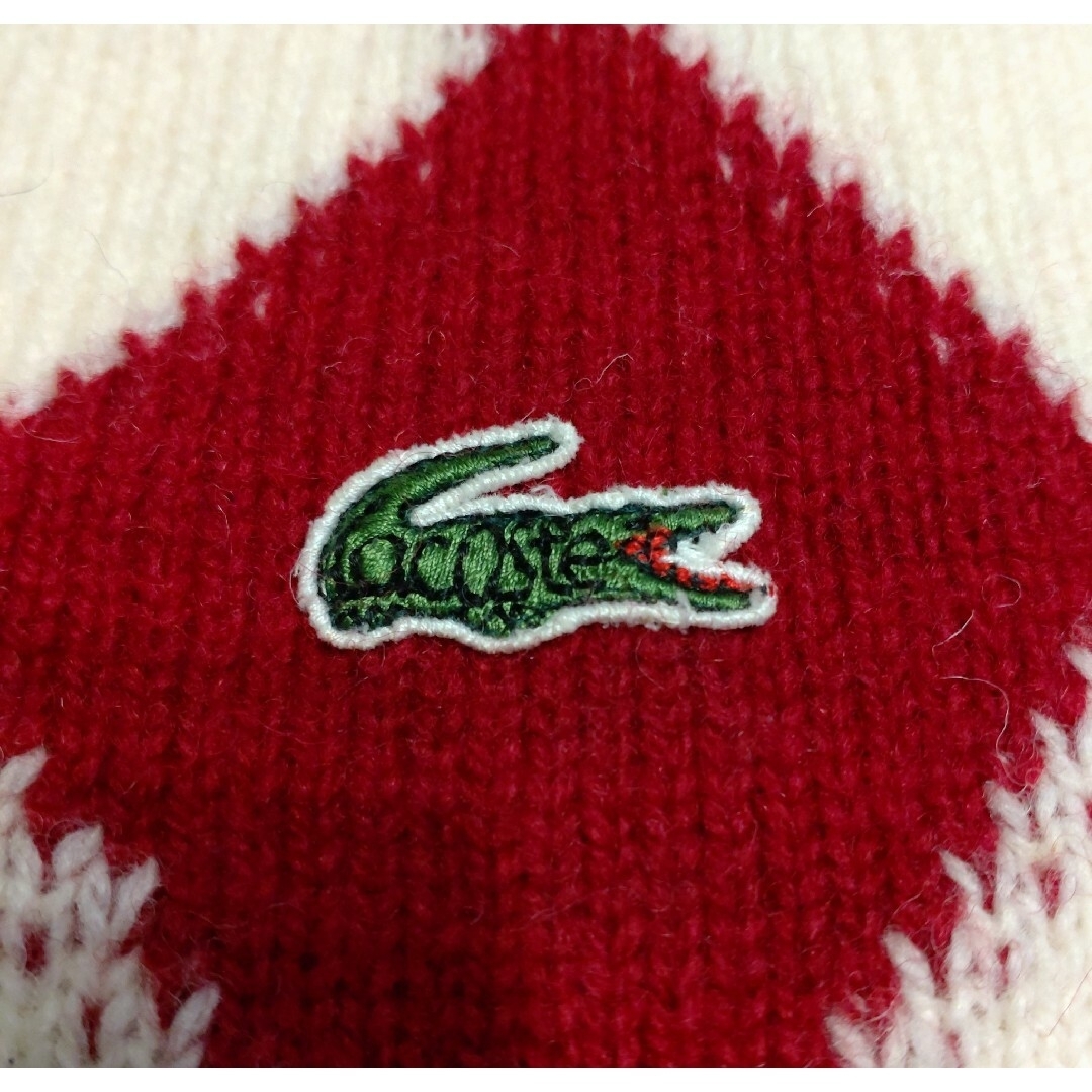 LACOSTE(ラコステ)のシュミーズラコステ ウールニット アーガイル セーター L ロゴ刺繍 ビンテージ メンズのトップス(ニット/セーター)の商品写真