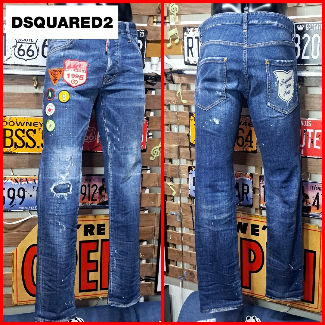 DSQUARED2(ディースクエアード)のディースクエアード　ワッペン　ストレッチ　クールガイジーンズ　46 L メンズのパンツ(デニム/ジーンズ)の商品写真