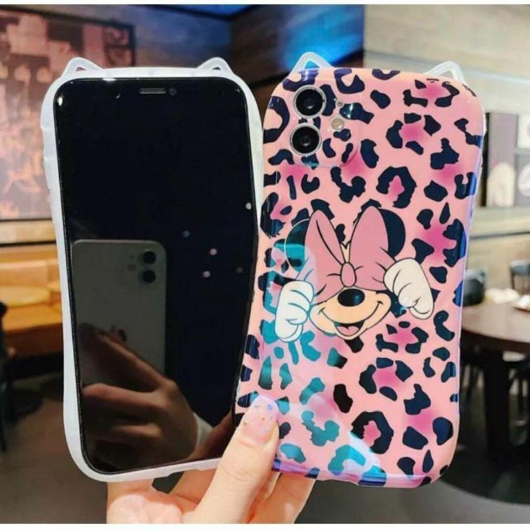 Disney(ディズニー)のiphone13proケース 猫耳 ミニー 豹柄 スマホケース ディズニー 白 スマホ/家電/カメラのスマホアクセサリー(iPhoneケース)の商品写真