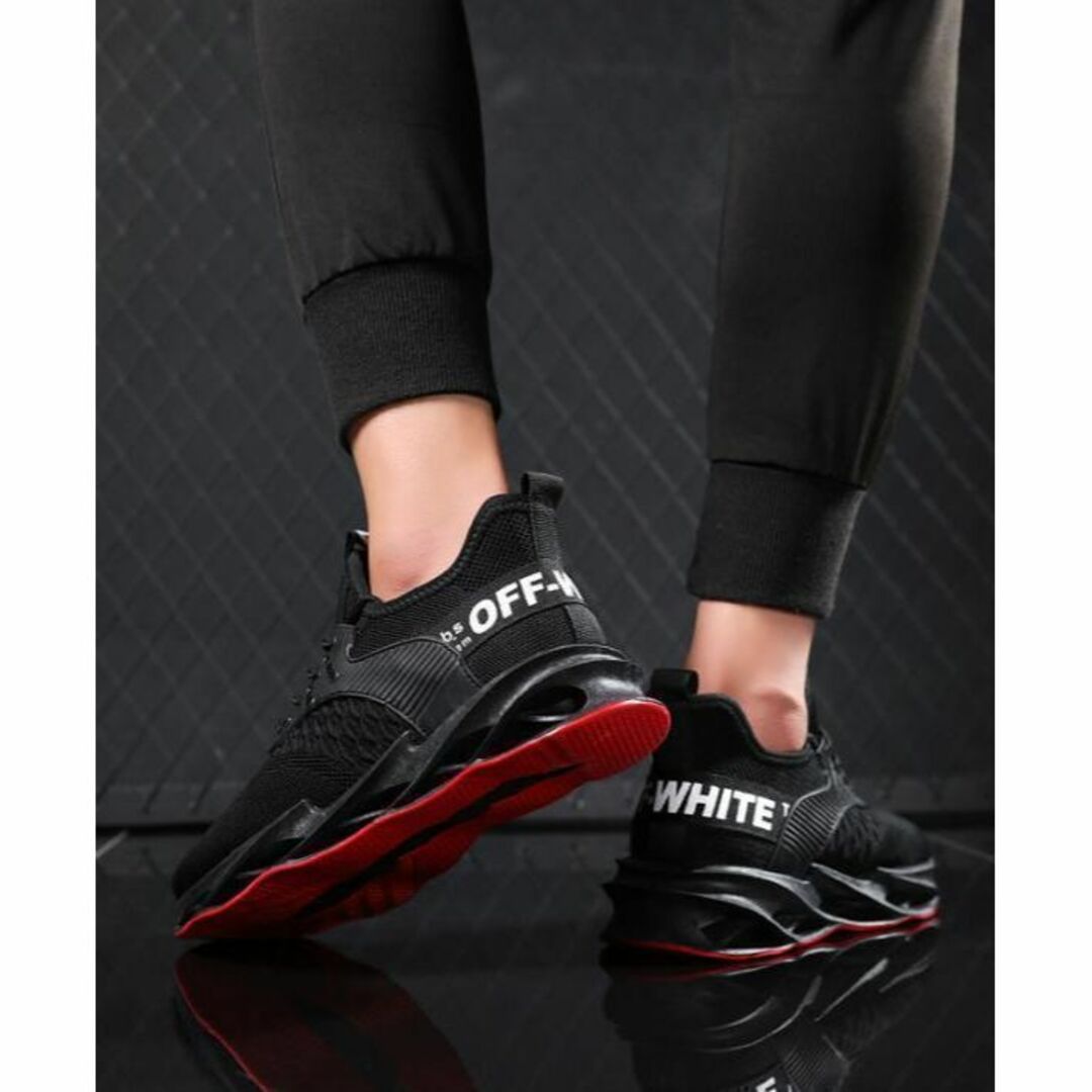 25.5cm/メンズスニーカーシューズランニング厚底メッシュ運動靴ブラック201 メンズの靴/シューズ(スニーカー)の商品写真