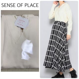 センスオブプレイスバイアーバンリサーチ(SENSE OF PLACE by URBAN RESEARCH)の【新品タグ付】SENSE OF PLACE Vネックストレッチニット　フリー(ニット/セーター)