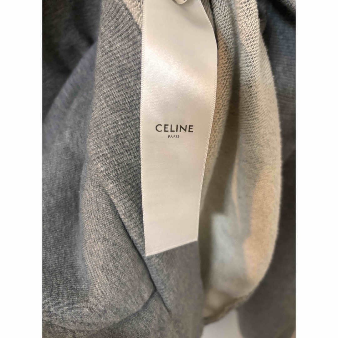 celine(セリーヌ)のCELINE セリーヌ　パーカー　グレー　コットンフリースフーディ　ロゴ入り メンズのトップス(パーカー)の商品写真