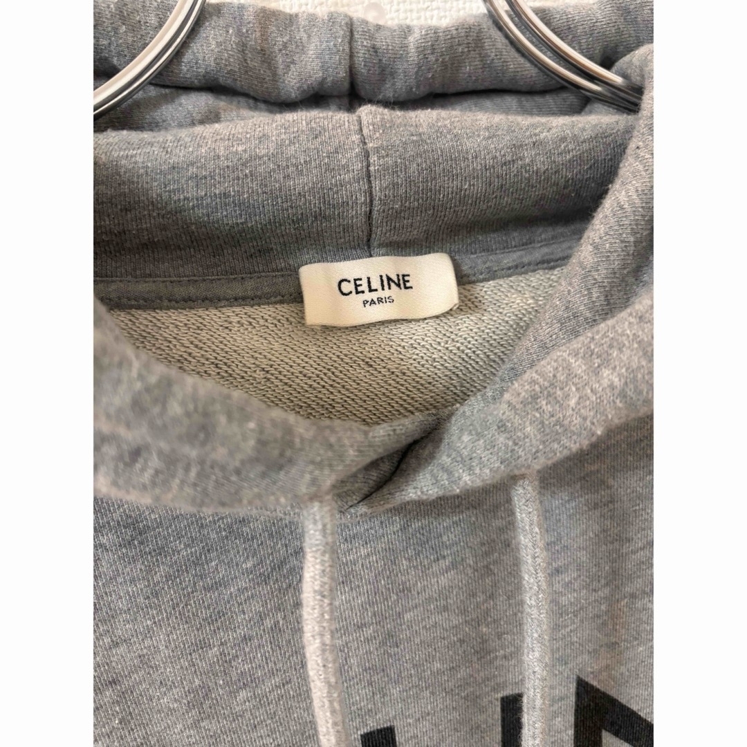 celine(セリーヌ)のCELINE セリーヌ　パーカー　グレー　コットンフリースフーディ　ロゴ入り メンズのトップス(パーカー)の商品写真