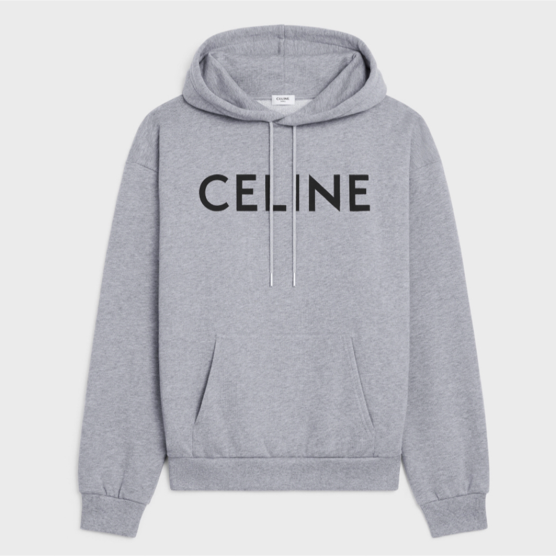 celine(セリーヌ)のCELINE セリーヌ　パーカー　グレー　コットンフリースフーディ　ロゴ入り メンズのトップス(パーカー)の商品写真