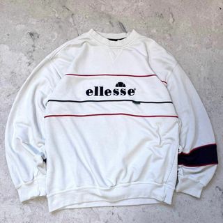 エレッセ(ellesse)の【90s エレッセ】サイズL 刺繍ロゴ スウェットトレーナー 白 ellesse(スウェット)