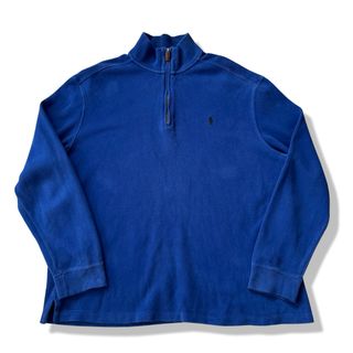 ポロラルフローレン(POLO RALPH LAUREN)の90s ポロラルフローレン ハイネック ハーフジップスウェット XL ブルー(スウェット)