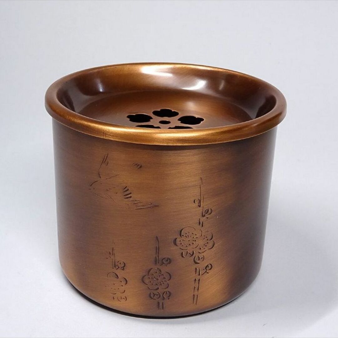 純銅製 桜花堂 古都 建水・茶托揃 花鳥紋 共箱付 未使用 保管品 純銅製 桜花堂 古都 建水・茶托揃 花鳥紋 共箱付 未使用 保管品