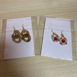 ピアス 2点セット ハンドメイド ビーズ(ピアス)