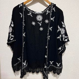 カラー(Color)のColor カラー　刺繍カーディガン　ブラック　トップス　レディース(カーディガン)