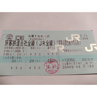 ジェイアール(JR)の青春18きっぷ　４回分　返却不要(鉄道乗車券)