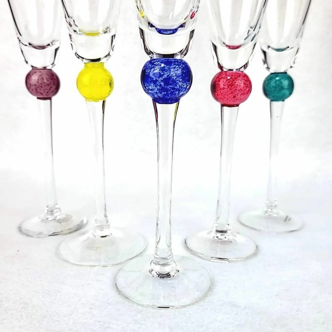 waniのコレクション●良品 ◆ ロザリア　シャンパンフルート　グラス　5色5客