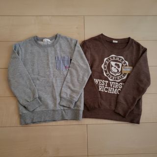 サンカンシオン(3can4on)の120：胸ポケット付き・ロゴプリントトレーナー2枚セット(Tシャツ/カットソー)