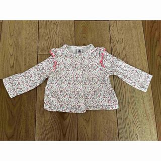 プチバトー(PETIT BATEAU)の80cmプチバトー　長袖　カーディガン　カットソー　花柄(カーディガン/ボレロ)