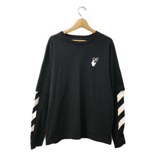 オフホワイト(OFF-WHITE)のオフホワイト 長袖Tシャツ バイアスレイヤードカットソー メンズ M(Tシャツ/カットソー(七分/長袖))