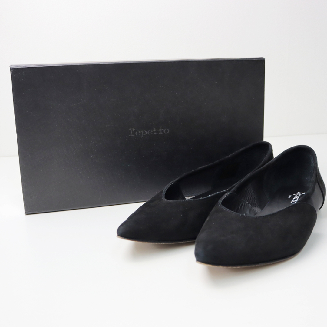 美品 レペット repetto Milon Ballerinas ポインテッドトゥ フラットシューズ 40/ブラック スエード メッシュ 25.3cm【2400013665384】その他