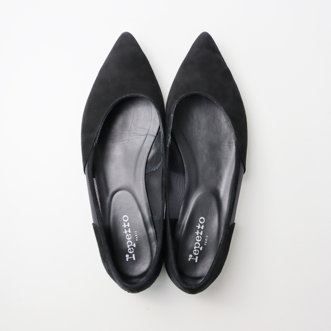 repetto(レペット)の美品 レペット repetto Milon Ballerinas ポインテッドトゥ フラットシューズ 40/ブラック スエード メッシュ 25.3cm【2400013665384】 レディースの靴/シューズ(その他)の商品写真