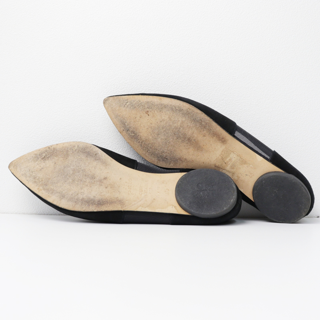 repetto(レペット)の美品 レペット repetto Milon Ballerinas ポインテッドトゥ フラットシューズ 40/ブラック スエード メッシュ 25.3cm【2400013665384】 レディースの靴/シューズ(その他)の商品写真