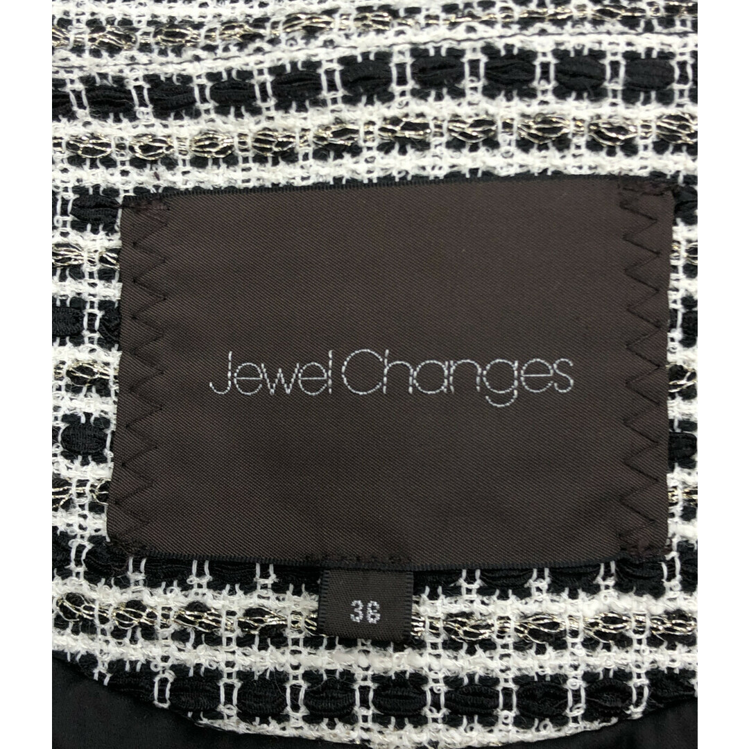 Jewel Changes(ジュエルチェンジズ)の美品 ジュエルチェンジズ ツイードノーカラーコート レディース 36 レディースのジャケット/アウター(その他)の商品写真