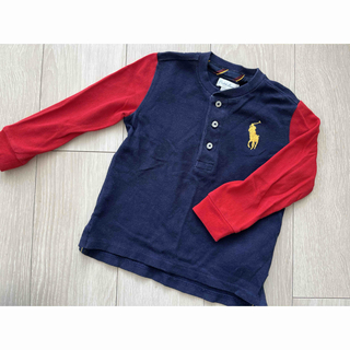 ラルフローレン(Ralph Lauren)の【ラルフローレン】ロゴ入り長袖切り替えポロシャツ トレーナー 80cm 90cm(Tシャツ/カットソー)