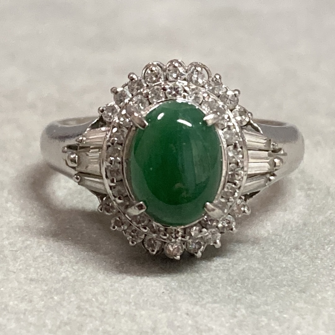 Pt900 美しい翡翠とダイヤモンドのリング 指輪 の通販 by hana's shop ...
