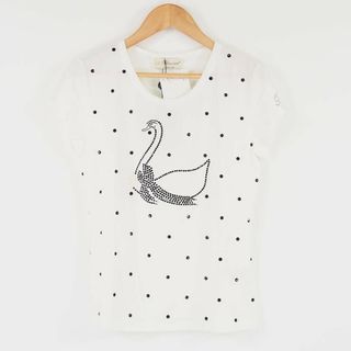 ブルマリン(Blumarine)の未使用 Blumarine ブルマリン ブルマリンジーンズ ビジュー付き半袖Tシャツ I40 D34(日本サイズS相当) レーヨン他 トップス ラインストーン レディース AU2286A14 (Tシャツ(半袖/袖なし))