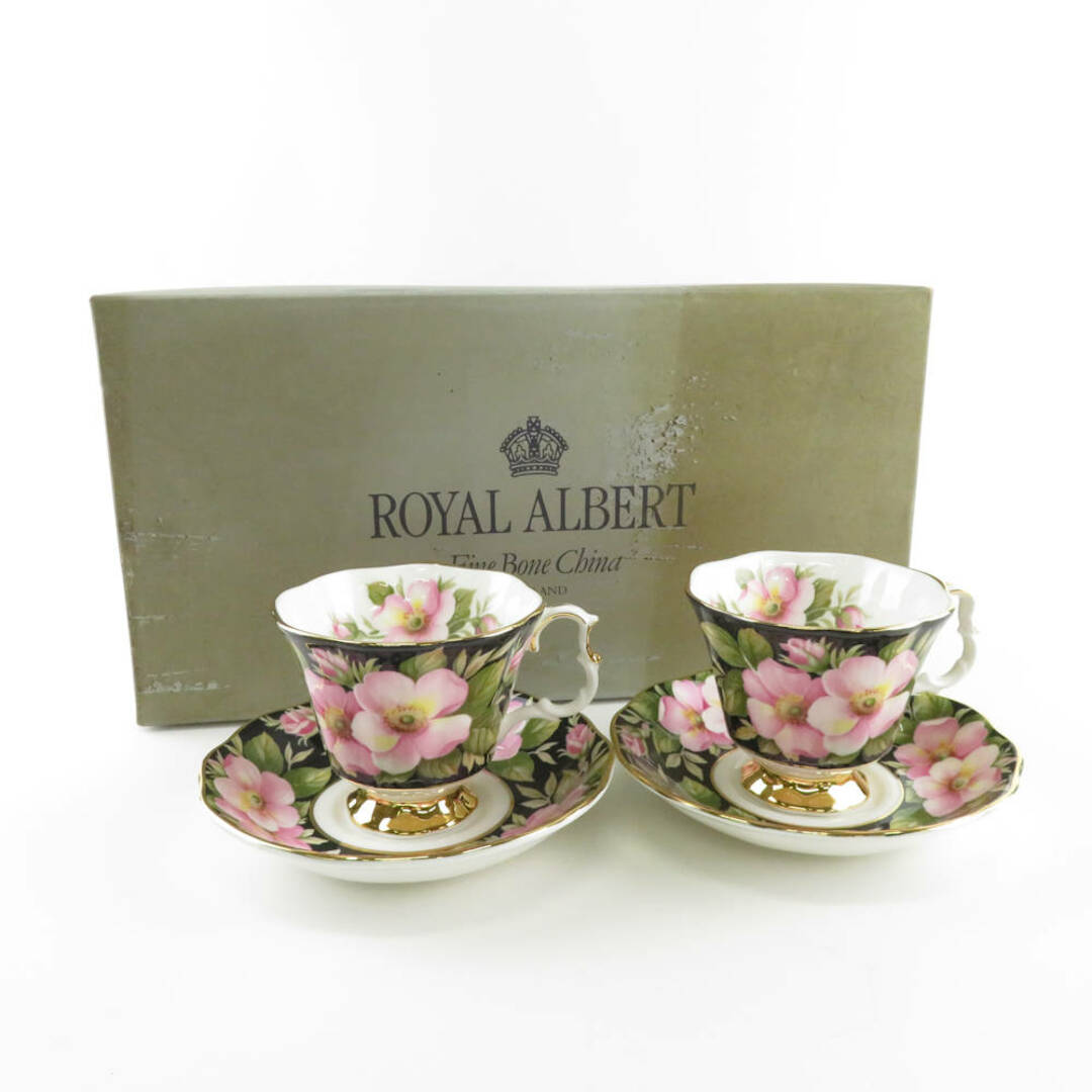 ROYAL ALBERT(ロイヤルアルバート)の未使用 ROYAL ALBERT ロイヤルアルバート プロヴィンシャル フラワーズ アルバータローズ ティーカップ＆ソーサー 2客 ペア 地方の花 SU4765T  インテリア/住まい/日用品のキッチン/食器(グラス/カップ)の商品写真