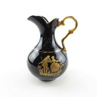 美品 LIMOGES CASTEL リモージュキャッスル ポット 22K ゴールド 22金 瑠璃色 クリーマー ピッチャー 水差し SU4799U (その他)