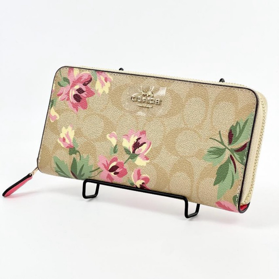 COACH(コーチ)の新品 COACH コーチ 財布 アウトレット シグネチャー 長財布 花柄 茶 レディースのファッション小物(財布)の商品写真